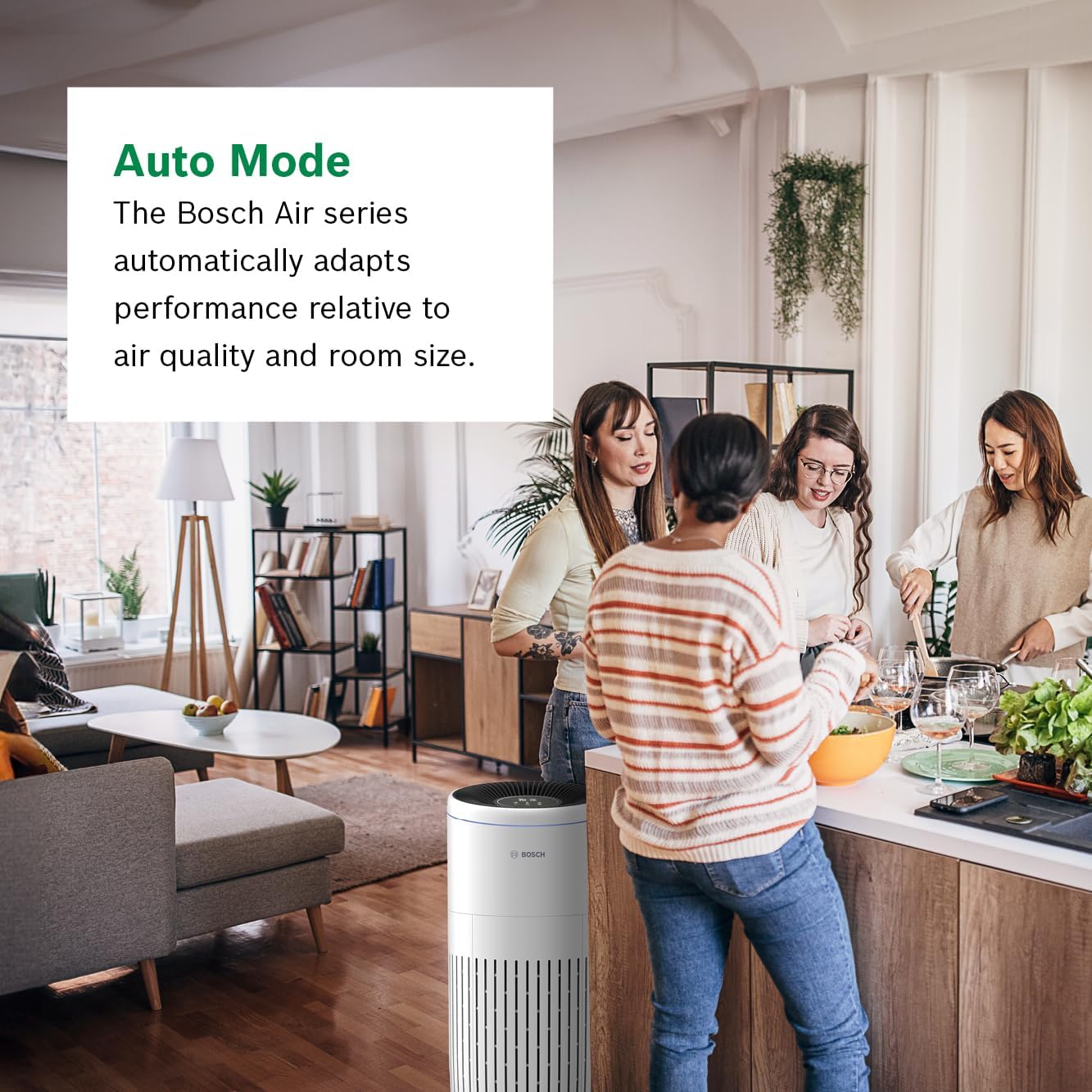 BOSCH Air Purifier for Home (Covers, 810-sq ft), 3-in-1 Filter, Air 2000, White