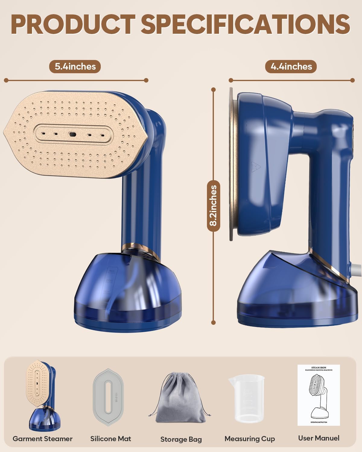 CPWORLD Steamer for Clothes, Travel Steamer & Iron 2-in1, Handheld Clothes Steamer-20s Heat-up