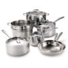 Tramontina Tri-Ply Clad Stainless Steel 11-Piece Cookware Set with Lids, Pots and Pans Kitchen Set