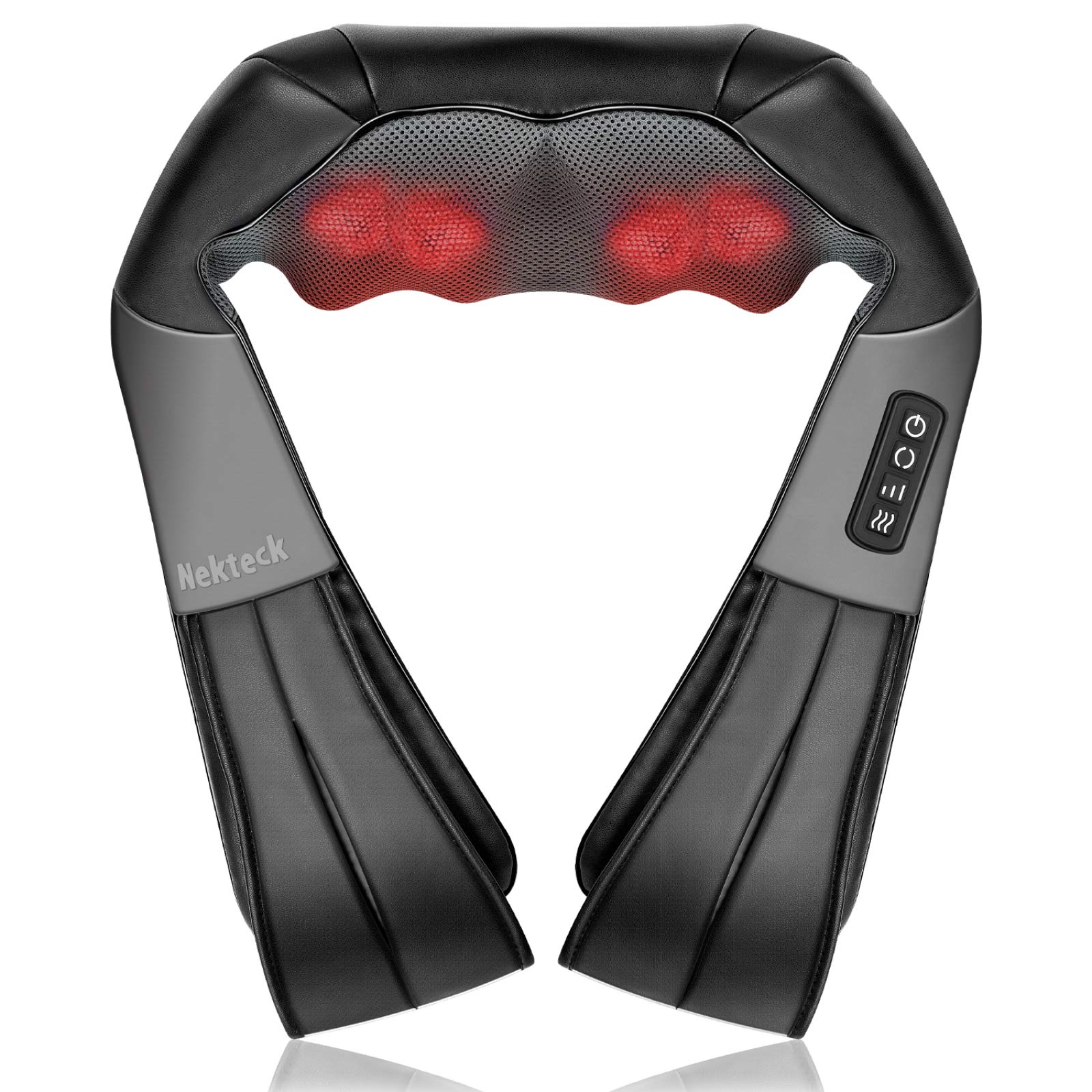 Shiatsu Neck and Back Massager with Soothing Heat, Nekteck Electric Deep Tissue 3D Kneading Massage Pillow