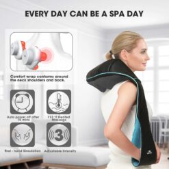 MagicMakers Neck Massager with Heat - Electric Shiatsu Deep Kneading Back Massage