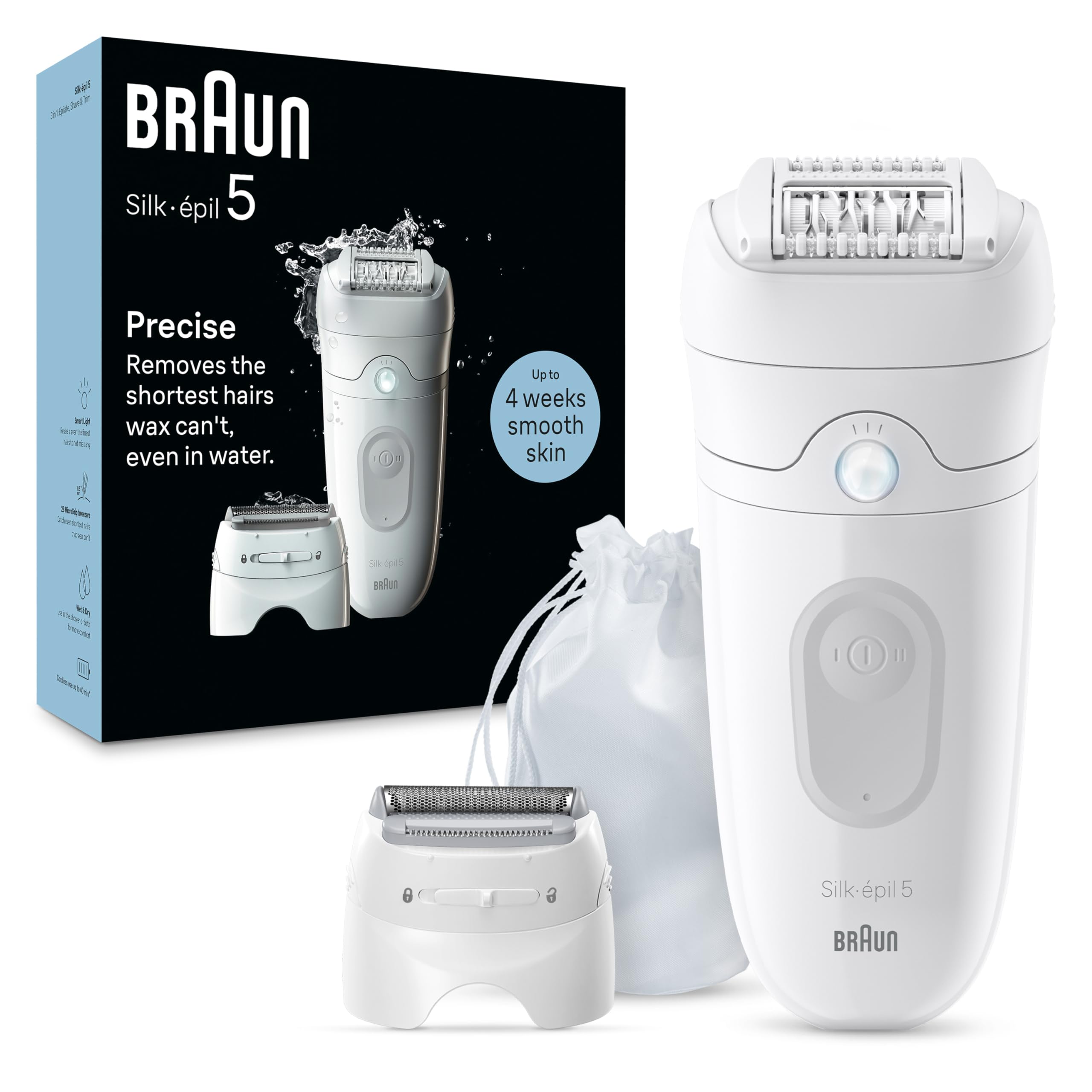 Braun Epilator Silk-épil 5 Epilator, Hair Removal Device, Women Shaver & Trimmer, Wet and Dry Epilator, Grey