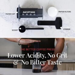 AeroPress Original Coffee and Espresso-style Maker, Barista Level Portable Coffee Maker with Chamber, Plunger, & Filters