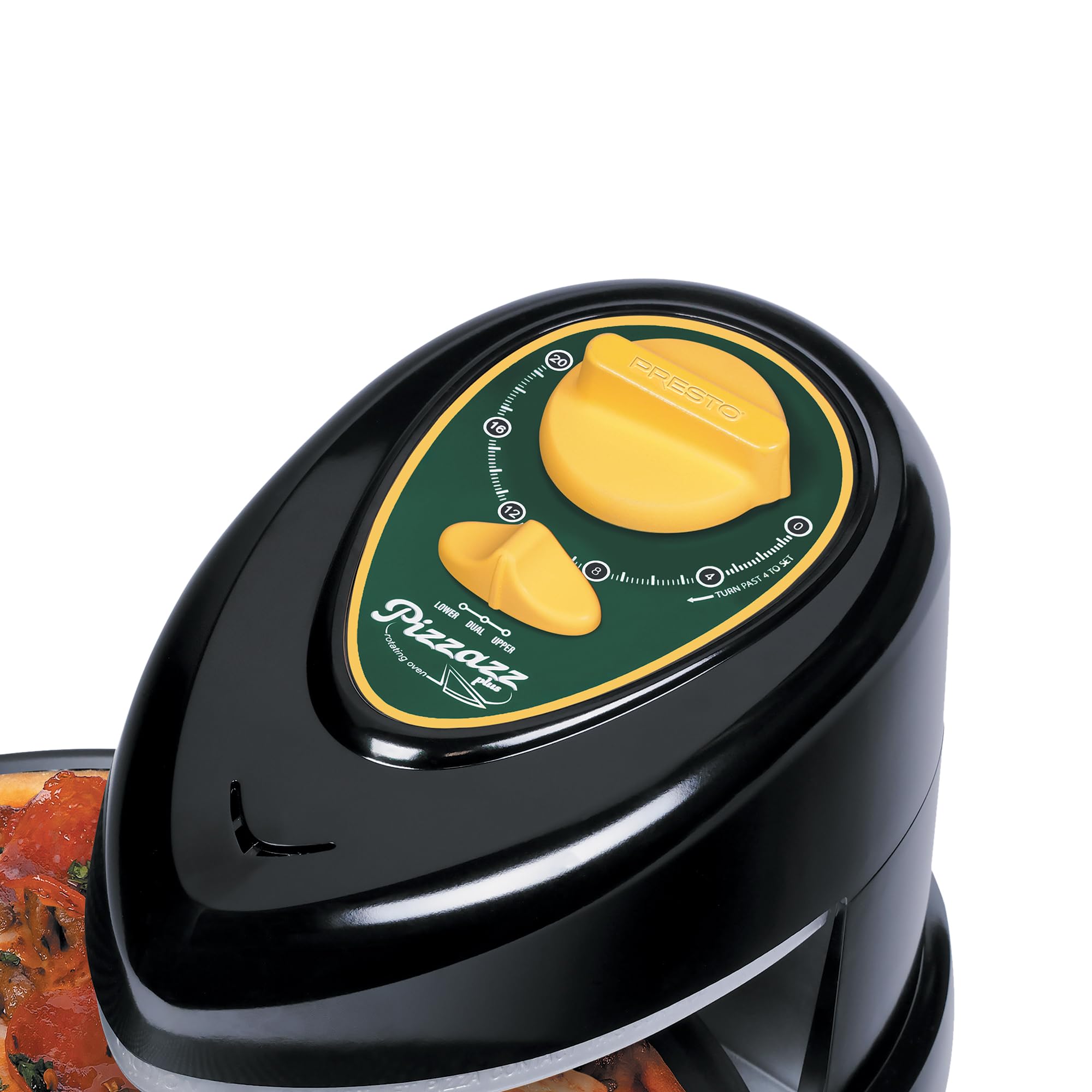 Presto 03434 Pizzaz Plus Rotating Oven - 12-Inch, Countertop Pizza Oven, Nonstick Tray, Easy to Clean, Green/Gold