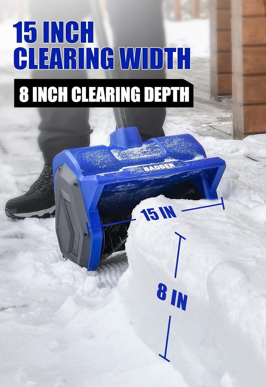 Wild Badger Power Electric Snow Shovel 40V 15" Cordless Brushless with 4.0Ah Battery and Charger for Wet Snow and Heavy Snow