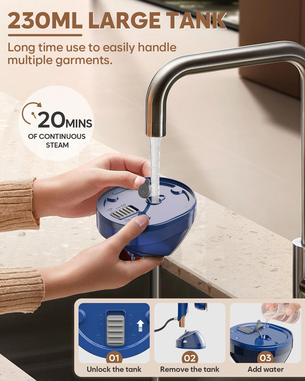CPWORLD Steamer for Clothes, Travel Steamer & Iron 2-in1, Handheld Clothes Steamer-20s Heat-up