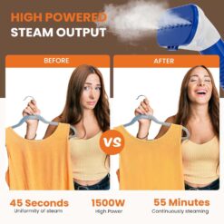 Sweetcrispy Standing Garment Steamer, 1500W Powerful Steamer for Clothes with Roll Wheels, 1.7L Water Tank