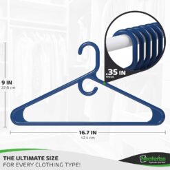 NEATERIZE Ultra Heavy Duty Plastic Clothes Hangers - Navy - Durable Coat, Suit and Clothes Hanger. Perchas De Ropa (24 Pack - Navy)