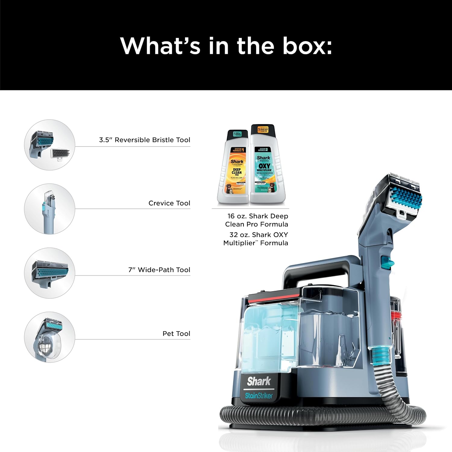 Shark Carpet Cleaner Machine, Portable Upholstery StainStriker, Spot, Odor & Stain Remover, Nordic Blue, PX202BRN - Image 8