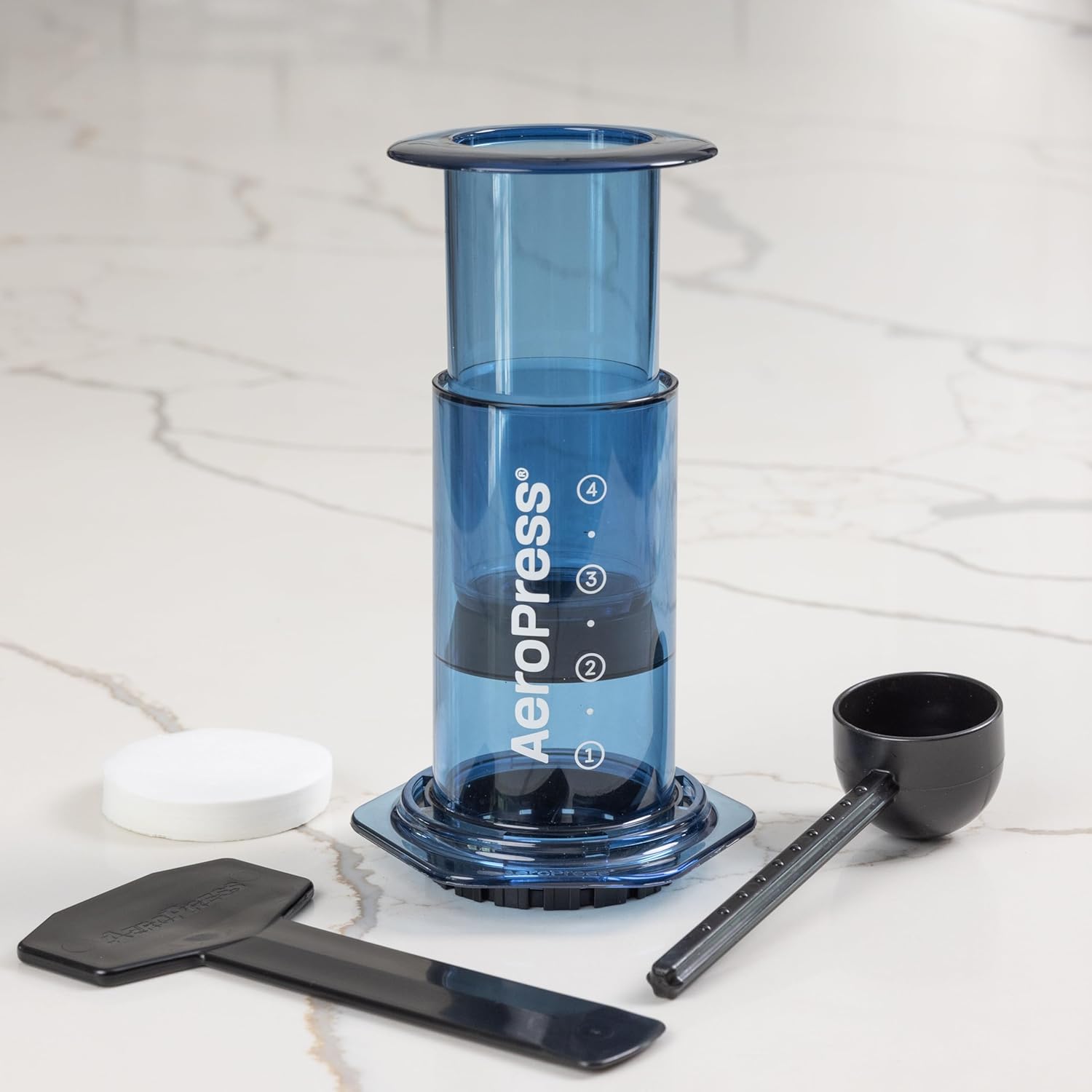 AeroPress Clear Blue Coffee Press – 3 In 1 Brew Method Combines French Press, Pourover, Espresso, Blue