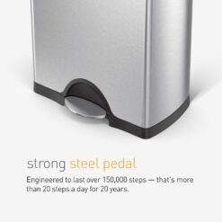 simplehuman 30 Liter, 7.9 Gallon Rectangular Step Trash Can, Brushed Stainless Steel