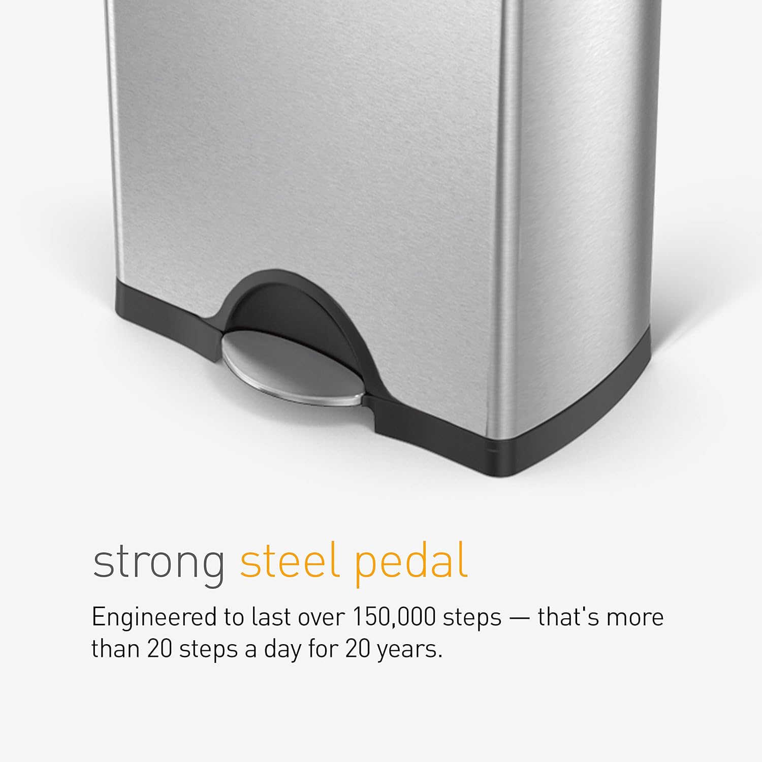simplehuman 30 Liter, 7.9 Gallon Rectangular Step Trash Can, Brushed Stainless Steel