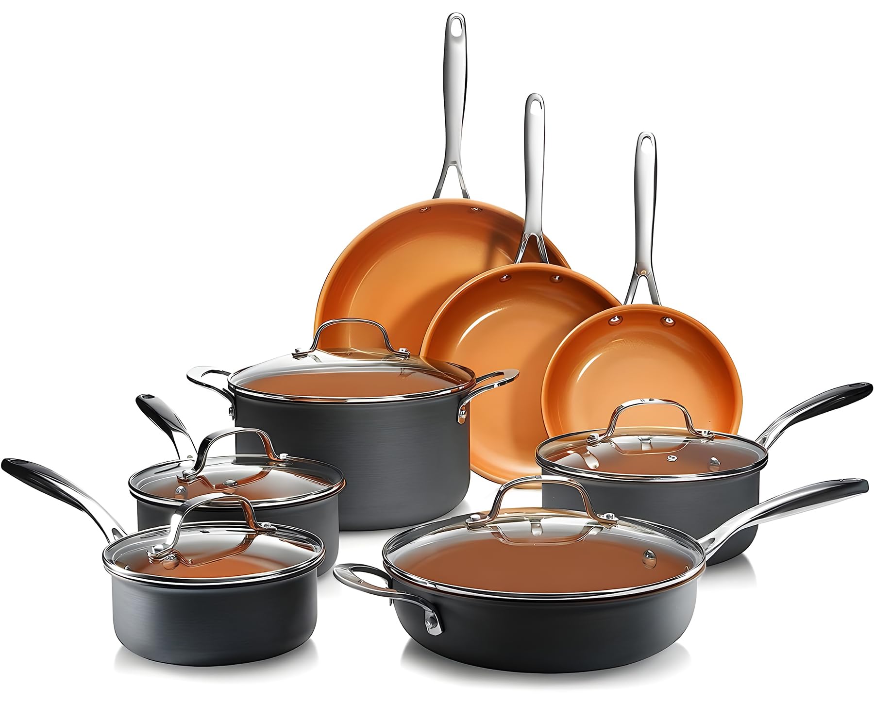 Gotham Steel Pro 13 Pc set Ceramic Pots and Pans Set Non Stick Cookware Sets Pot and Pan Set, Kitchen Cookware Sets, Copper