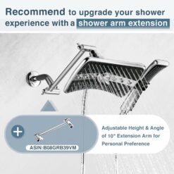 BRIGHT SHOWERS Dual Shower Head Combo Set, Handheld Showerhead Rainfall Shower Head Combo with Black Face, Chrome