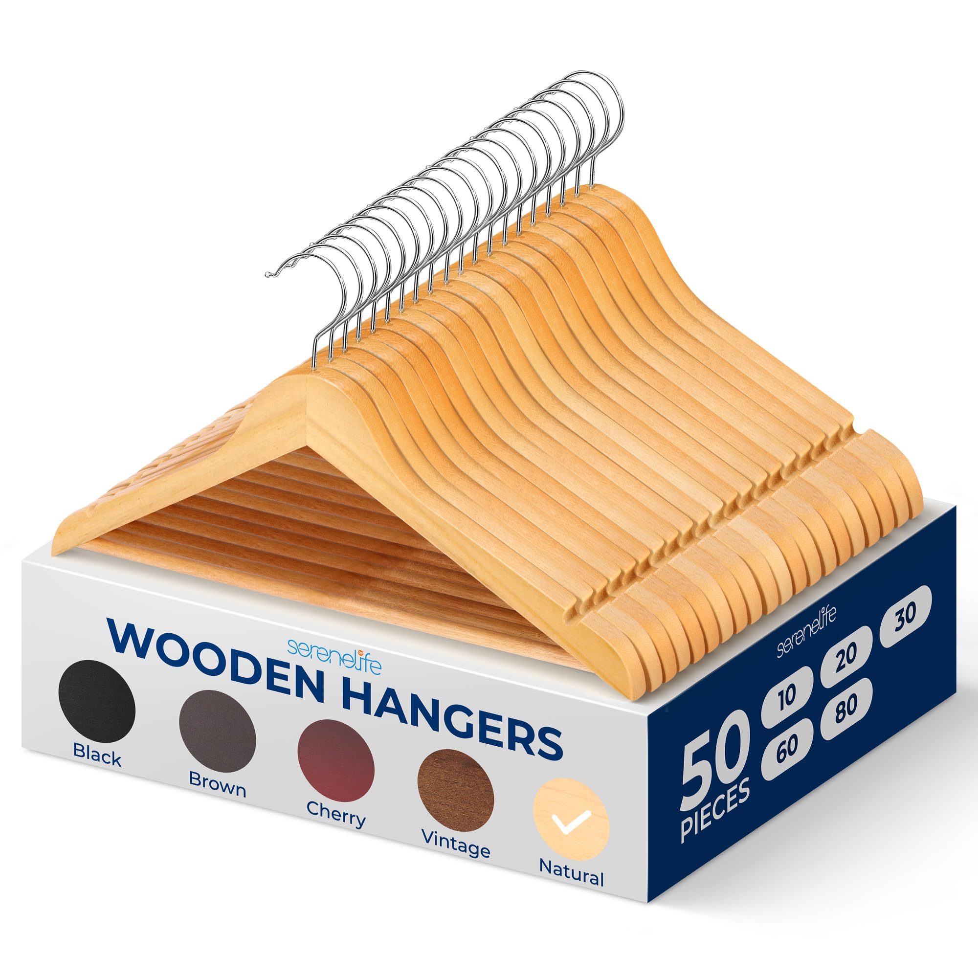 SereneLife Wooden Hangers - Thumbnail 2