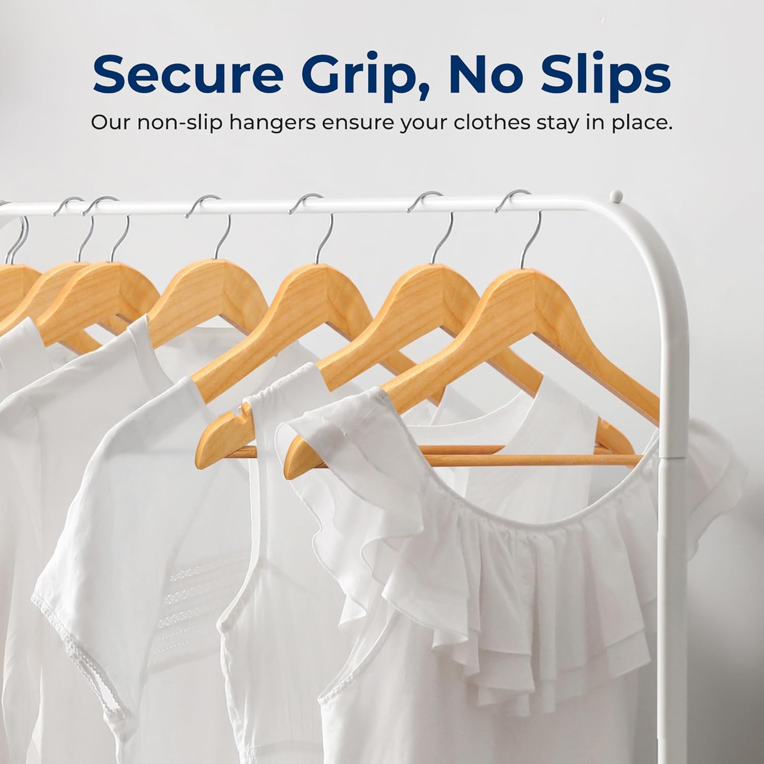SereneLife Solid Wooden Hangers, Mega Pack, 50 Pieces Hangers for Clothes, Natural Wood Color
