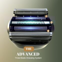Electric Foil Shaver for Men, Compact Waterproof Rechargeable Razor with 3 Floating Blades, IPX7 Wet/Dry Use
