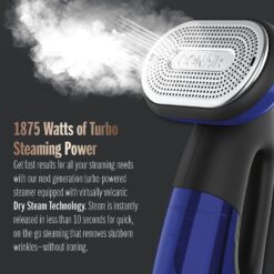 Conair 2-in-1 Handheld Steamer and Iron for Clothes, Turbo ExtremeSteam 1875W Garment Steamer and Clothing Iron,Black / Blue