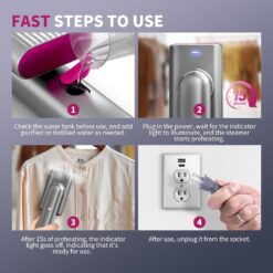 Eoubed Steamer for Clothes, Portable Travel Handheld Clothing Wrinkles Remover for Clothes, 15s Fast Heat-up