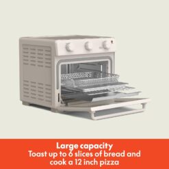 bella Air Fry Toaster Oven, 7 Preset Cooking Options, Dishwasher-Safe EverGood Coated Trays Included, 1700 Watt, Oatmilk