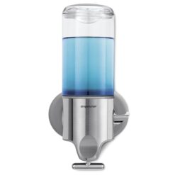 simplehuman Single Wall Mount Shower Pump, 15 fl. oz. Shampoo and Soap Dispenser, Stainless Steel
