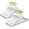 Amber Home 30 Pack Solid Wood Suit Coat Hangers, Smooth White Finish Wooden Dress Hangers with Non Slip Pant Bar (White+Gold, 30)