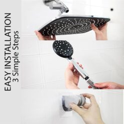 Veken 11.8 Inch High Pressure Rain Shower Head -Shower Heads with 5 Modes Handheld Spray Combo - Chrome