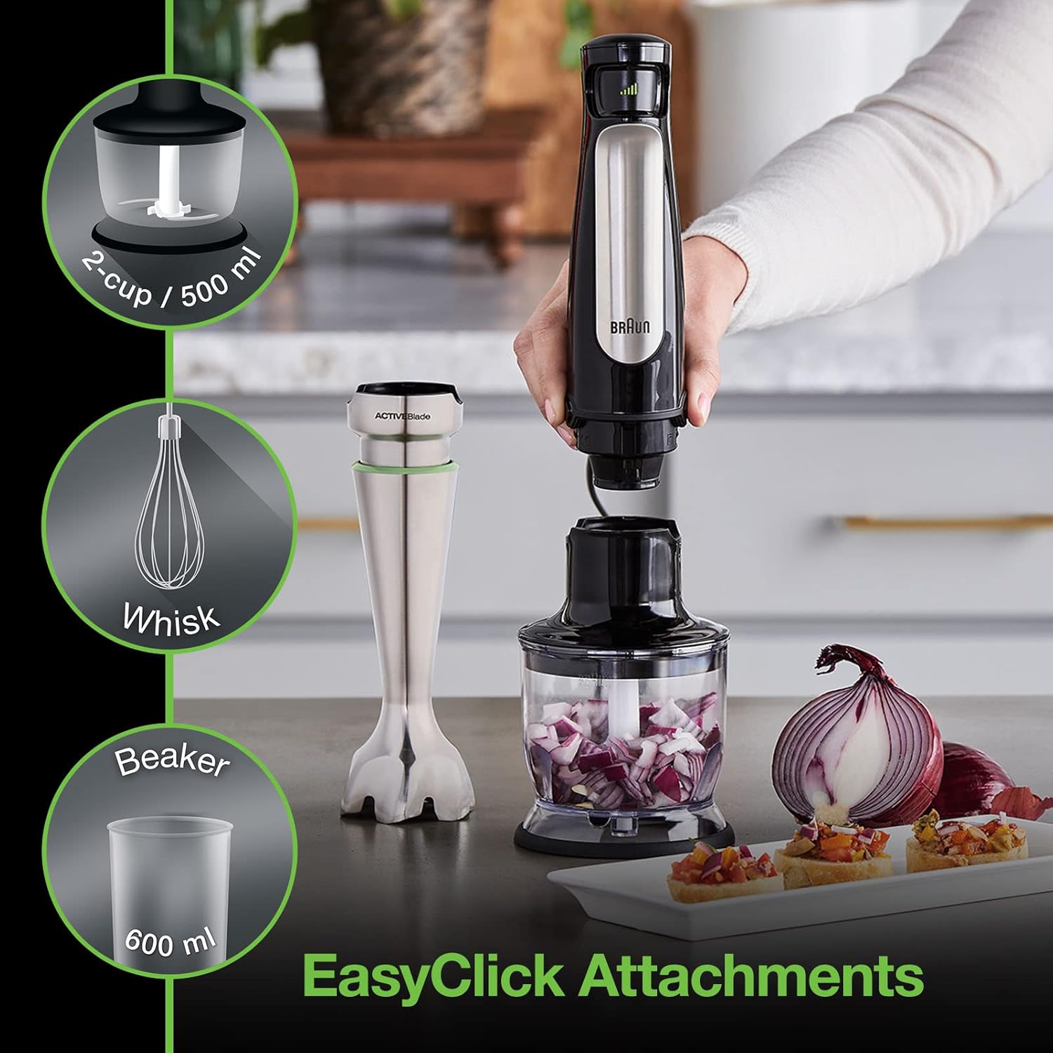 Braun MultiQuick 7 3-in-1 Immersion Hand Blender, Stainless Steel