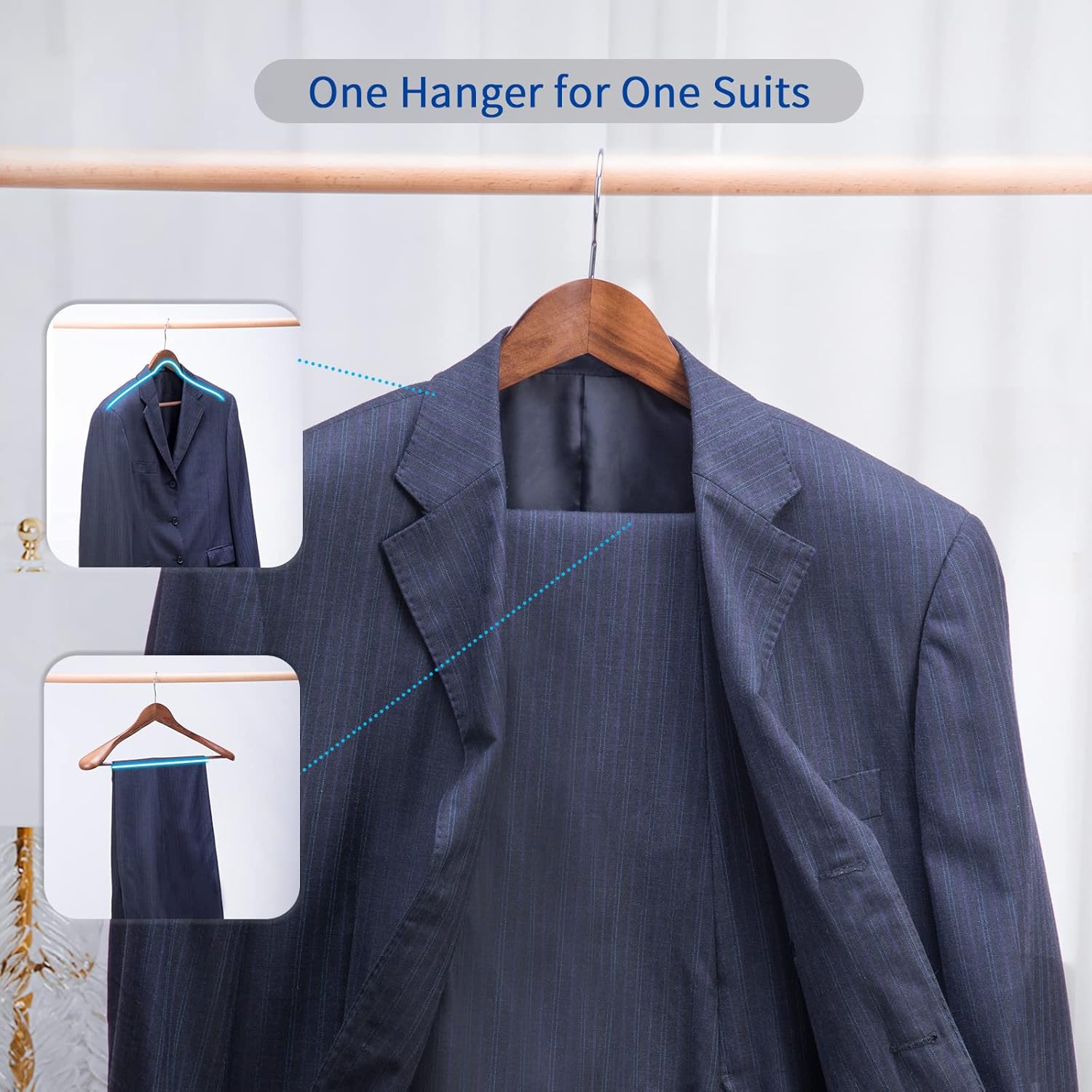 Nature Smile Luxury Wooden Suit Hangers 6 Pack Wood Coat Hangers Jacket Outerwear Shirt Hangers (Retro Color)