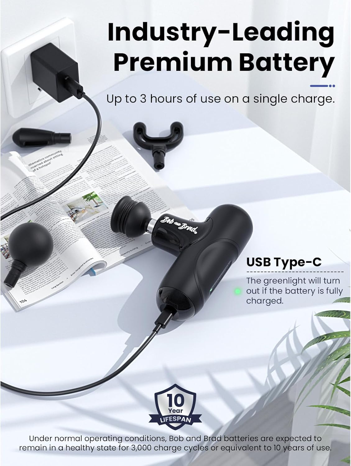 BOB AND BRAD Q2 Mini Massage Gun, Pocket-Sized Deep Tissue Massager Gun, Portable Percussion Muscle Massager Gun - Black