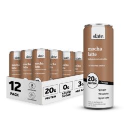 Slate Milk - Mocha Latte, No Sugar Added - Protein Coffee - 11 fl oz, 12 Cans