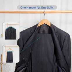 Nature Smile Luxury Natural Wooden Suit Hangers, Wood Coat Hangers, Jacket Outerwear Shirt Hangers - 6 Pack