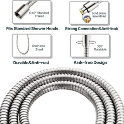 BRIGHT SHOWERS Shower Head Combo with Two Spray Setting, Fixed Shower Head and Handheld with Grey Face, Brushed Nickel