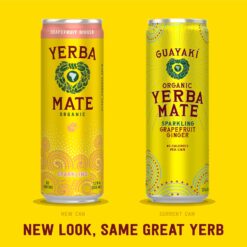 Guayakí Yerba Mate, Organic Sparkling Energy Drink Alternative, Grapefruit Ginger, 15.5 Oz (Pack of 12) (Packaging May Vary)