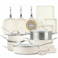 GOTHAM STEEL 20 Pc Ceramic Cookware Set Nonstick, Pots and Pans Set Non Stick for Kitchen