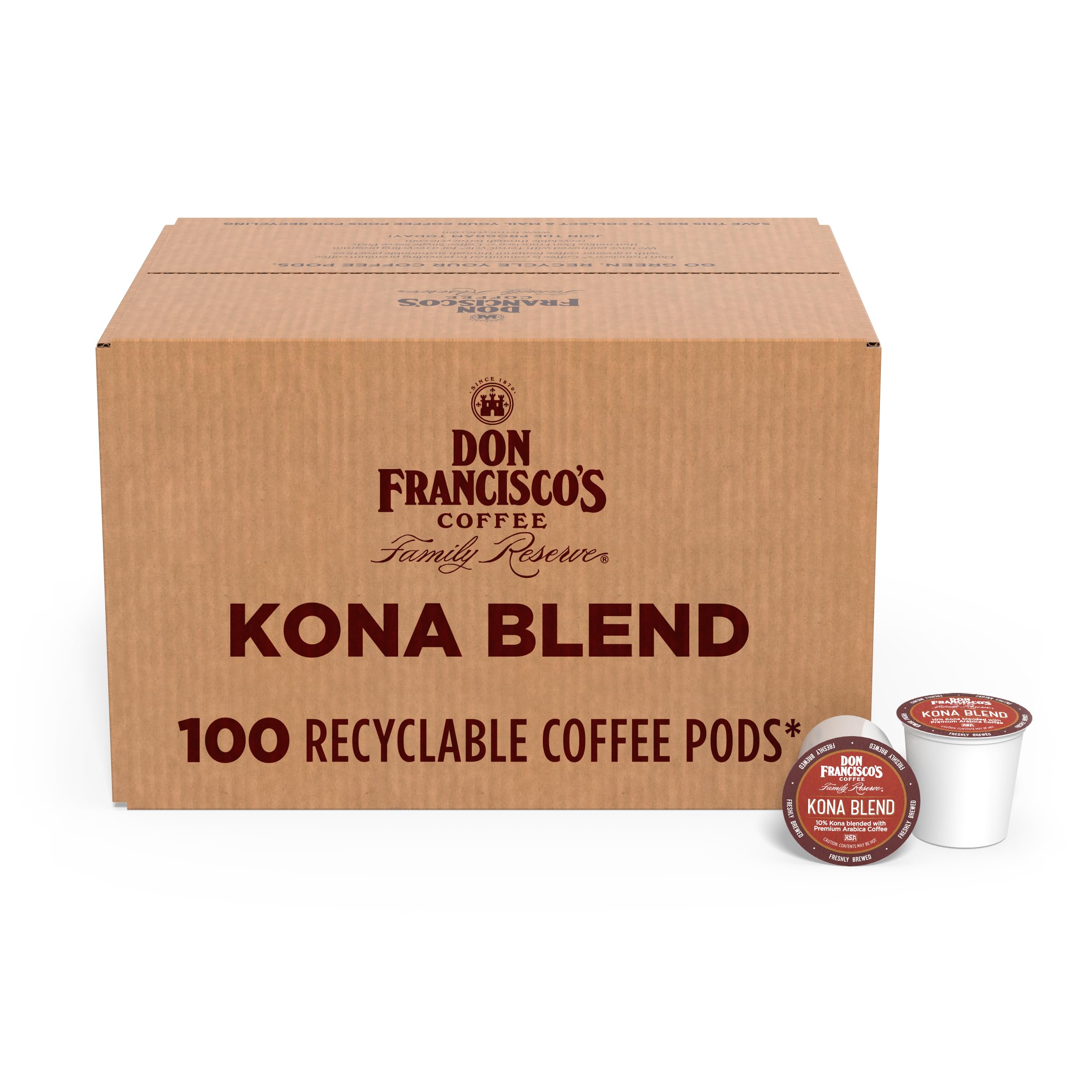 Don Francisco's Kona Blend Medium Roast Coffee Pods: 100 Count K-Cup Compatible