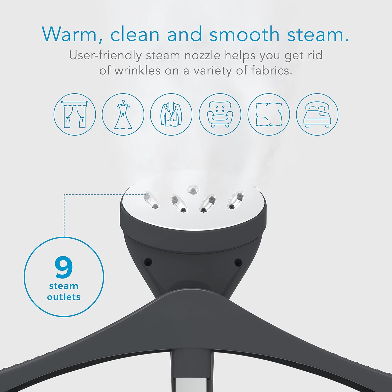 Steamfast SF-562 Canister Garment Steamer, 96 Minute Run-Time, 2 Steam Settings, Adjustable, Removable Tank, White
