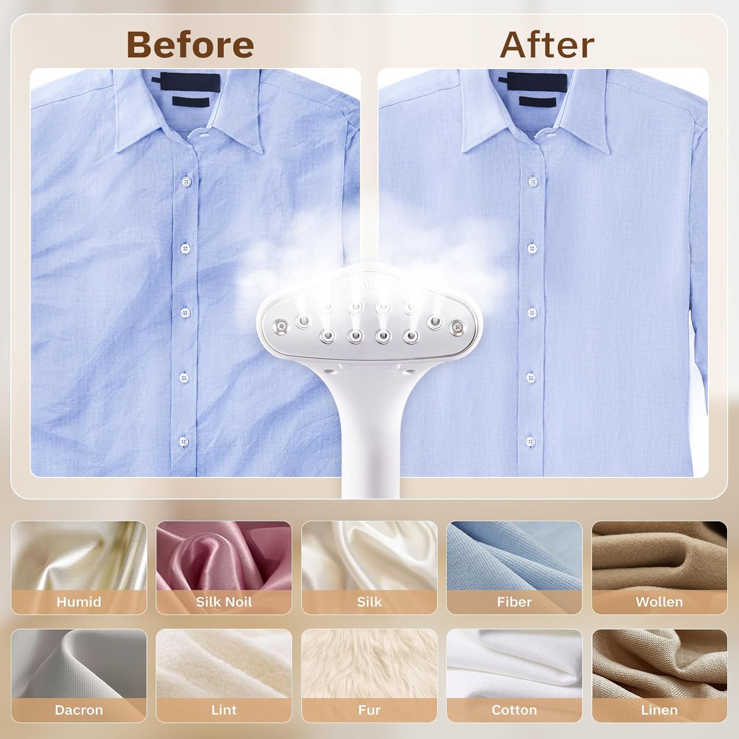 HAPAIS Steamer for Clothes,1800W Standing Garment Steamer with Adjustable Double Rod, Clothes Steamers with 10 Ironing Modes