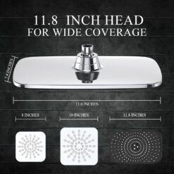 Veken High Pressure Rain Shower Head Combo with Extension Arm- Wide Showerhead with 6 Handheld Water Spray - Silver Chrome