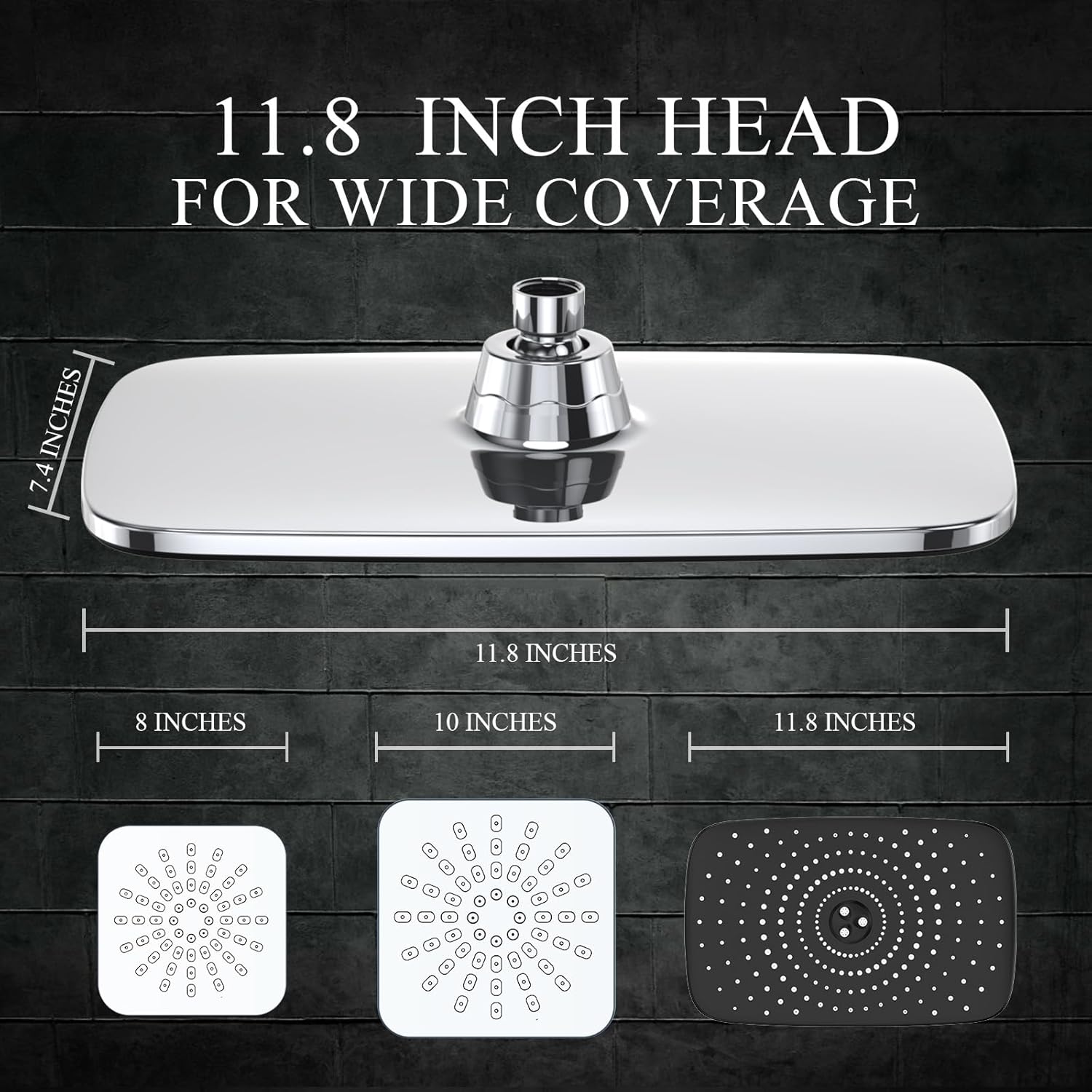 Veken High Pressure Rain Shower Head Combo with Extension Arm- Wide Showerhead with 6 Handheld Water Spray - Silver Chrome