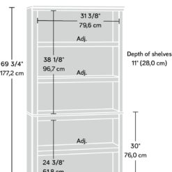 Sauder 5-Shelf Bookcase/ Book shelf, L: 35.28