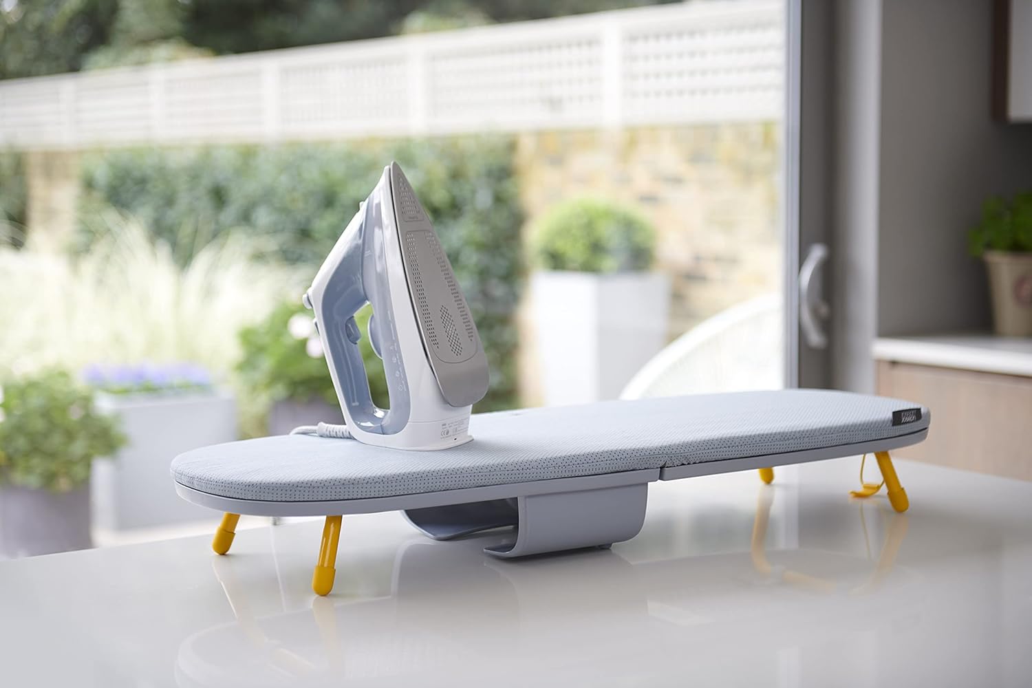 Joseph Joseph Folding Tabletop Ironing Board with Iron Holder, Compact, Space-Saving, Grey/Yellow