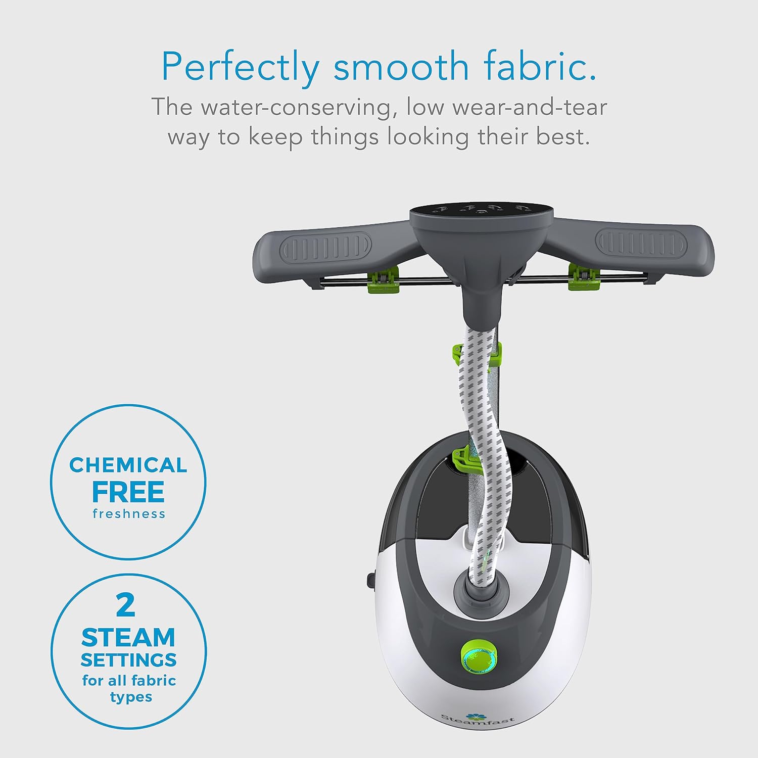Steamfast SF-562 Canister Garment Steamer, 96 Minute Run-Time, 2 Steam Settings, Adjustable, Removable Tank, White