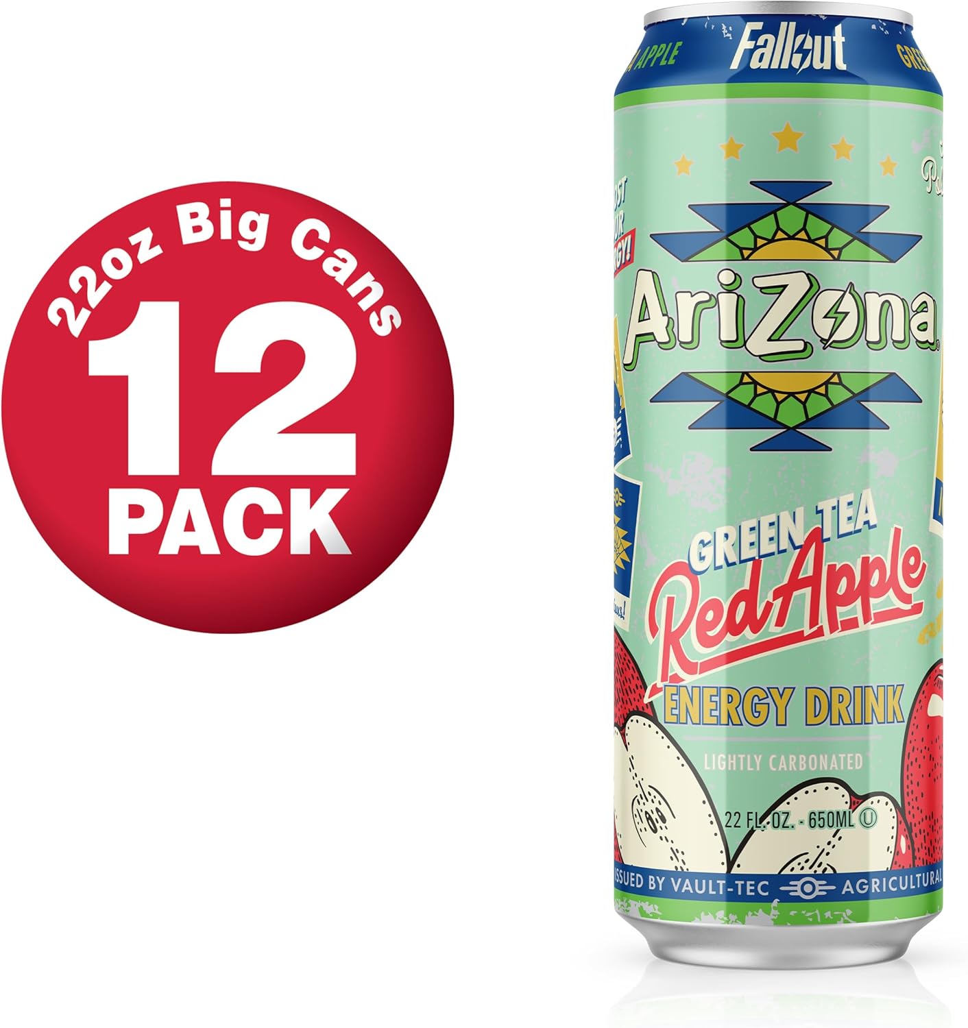 AriZona x Fallout Red Apple Green Tea Energy Drink - 234mg Natural Caffeine per Can