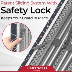 Bartnelli Ironing Board, Space-Saving and Ultimate Iron Board Experience 13x43 Reinforced Steel Legs, Adjustable Height