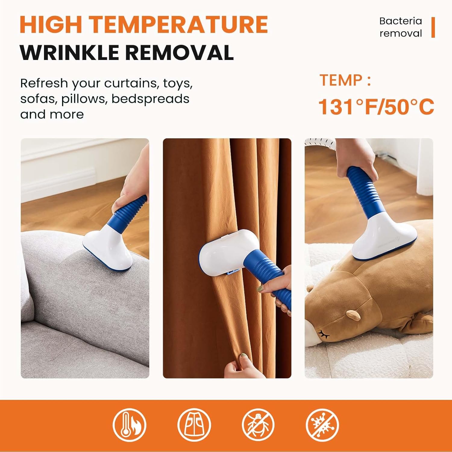 Sweetcrispy Standing Garment Steamer, 1500W Powerful Steamer for Clothes with Roll Wheels, 1.7L Water Tank