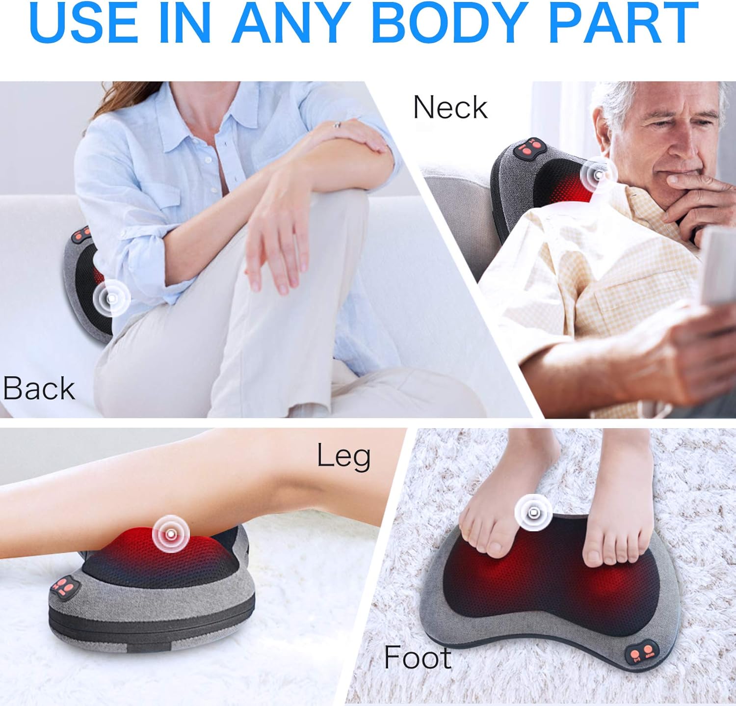 Papillon Shiatsu Back and Neck Massager with Heat, Deep Tissue Kneading, Electric Massage Pillow