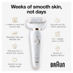 Braun Epilator Silk-épil 9 9-030 with Flexible Head, Facial Hair Removal for Women and Men, Hair Removal Device, Shaver & Trimmer