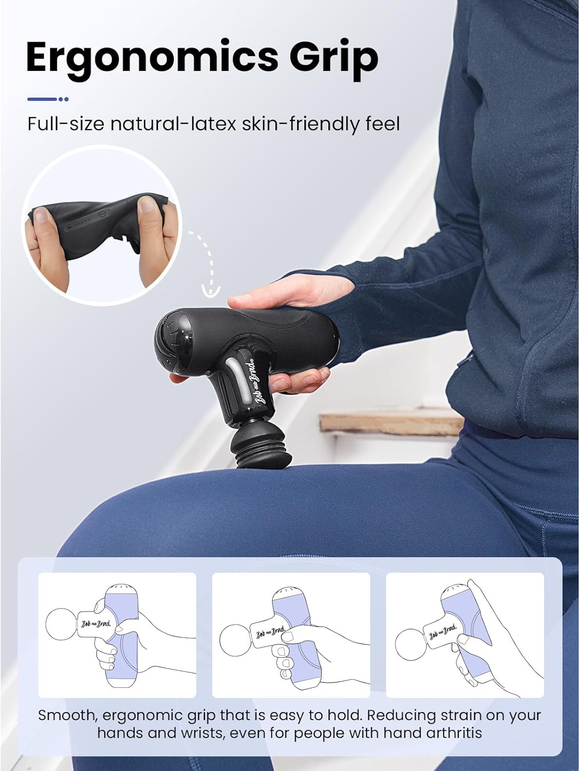 BOB AND BRAD Q2 Mini Massage Gun, Pocket-Sized Deep Tissue Massager Gun, Portable Percussion Muscle Massager Gun - Black