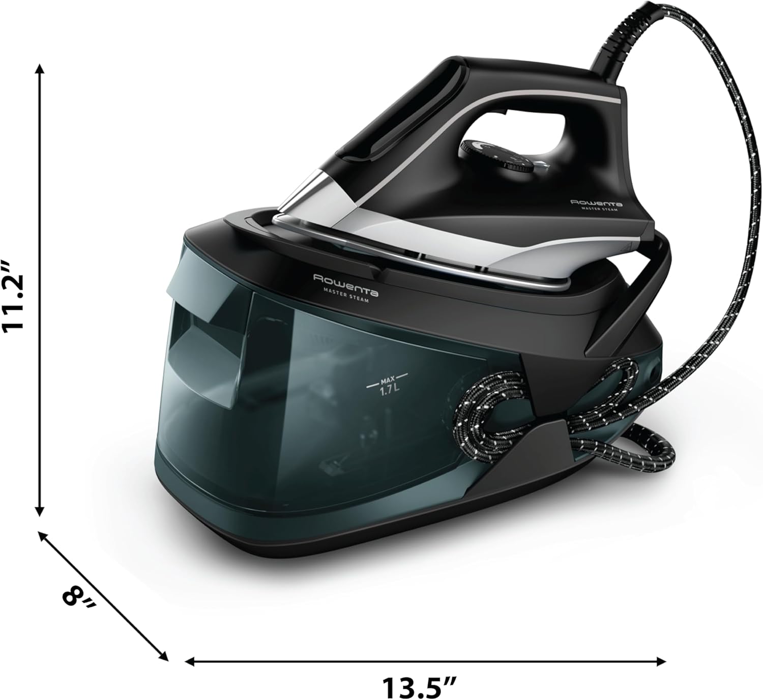 Rowenta Iron Steamer for Clothes, Master Steam Station, Professional Steam Iron For Clothes, Black Green, VR8338 - Image 7